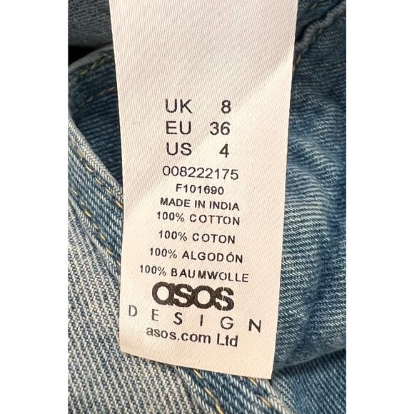 ASOS Design Distressed Denim Overalls Skinny Blue Womens US 4 - Picture 4 of 5